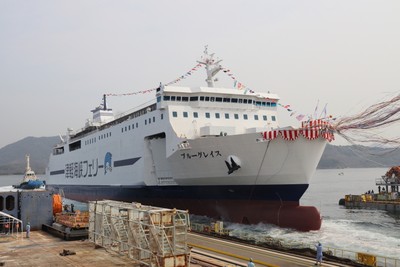 ブルーグレイス進水式の様子(内海造船株式会社撮影：2025/3/27)
