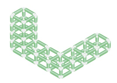 3次元的構造の太陽光発電方式のブロックを縦、横、高さ方向に拡張するイメージ図