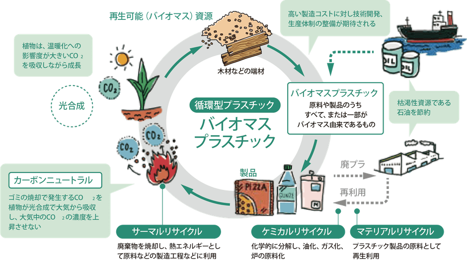 バイオマスプラスチック製品の循環イメージ