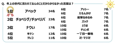 年上の世代に言われてなんのことだかわからなかった言葉は？