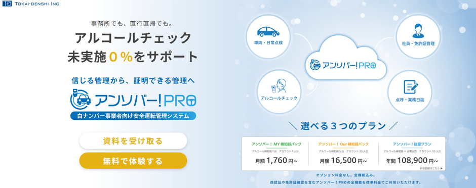 白ナンバー事業者向け安全運転管理DXシステム「アンソバー!PRO」新料金プランを提供開始