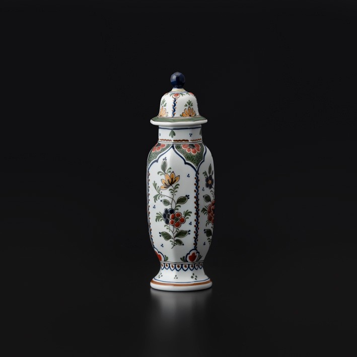オランダ・デルフト 色絵草花文飾小壺 甲賀市