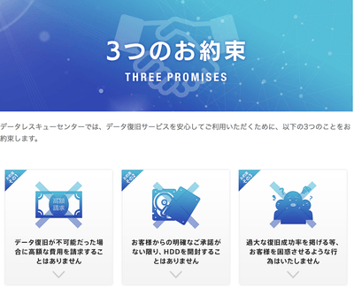 データレスキューセンター 3つのお約束