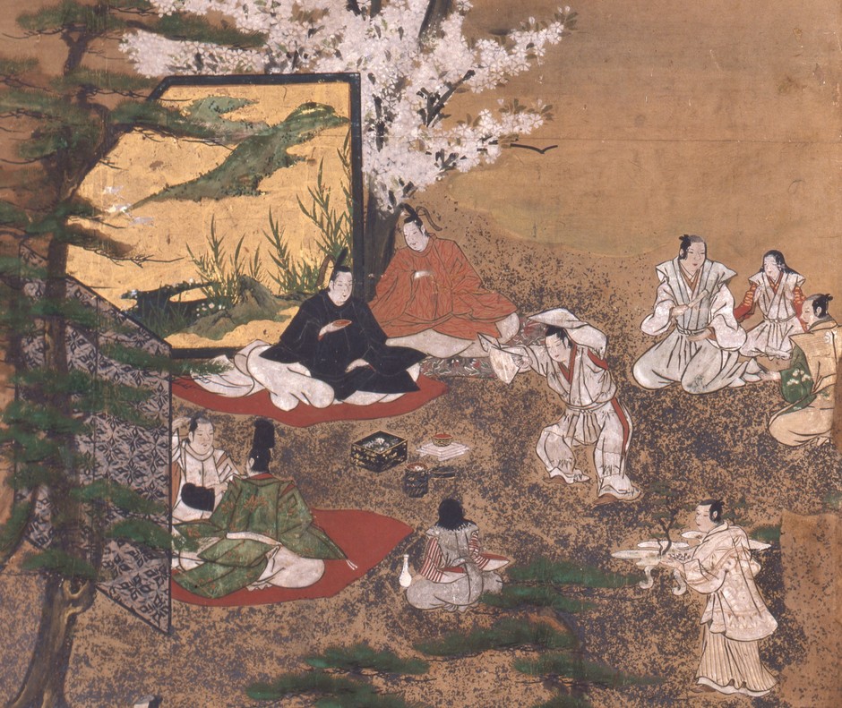 2.花下群舞図屏風 六曲一双(部分)桃山時代 17世紀初期 神戸市立博物館 展示期間 11月6日から12月15日