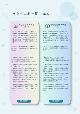 あなただけの物語制作のリターン詳細