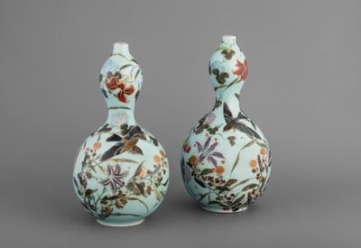 (5)井村彦次郎「色絵花鳥文瓢形花瓶(対)」田邊哲人コレクション