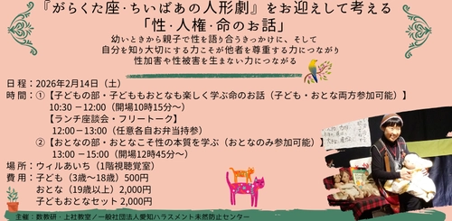 性被害者にも性加害者にもならないためのファーストタッチ 『がらくた座・ちいばあの人形劇』をお迎えして考える 「性・人権・命のお話」2月14日に開催