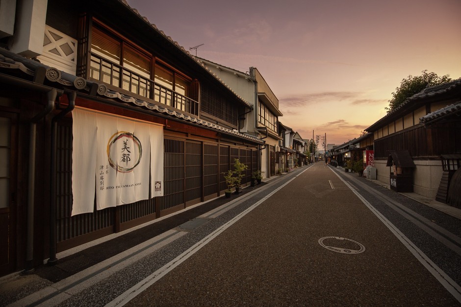 津山市城東街並み保存地区夕景