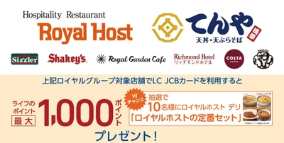 「ロイヤルグループ」で「LC JCBカード」をご利用いただくと、いつもよりもっとお得にライフのポイントがたまる！特別なキャンペーンを5月16日から7月15日まで開催