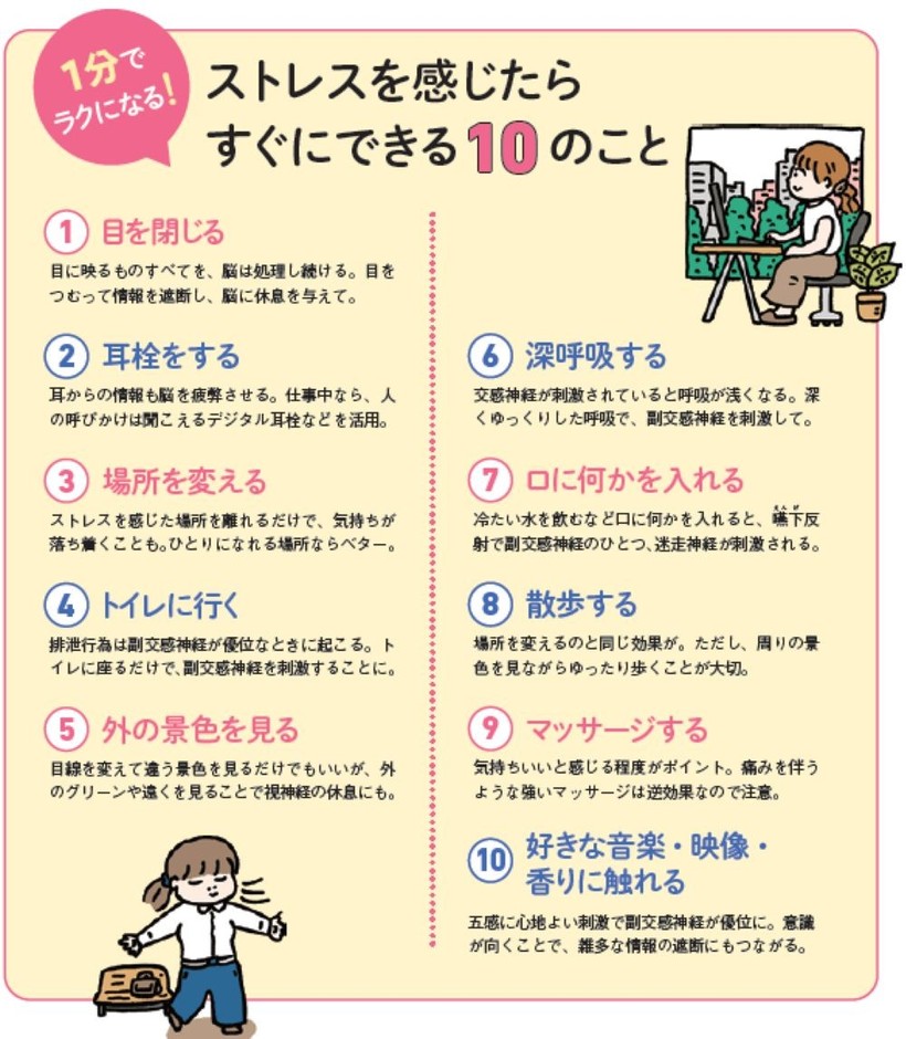 1分でラクになる！ ストレスを感じたらすぐにできる10のこと