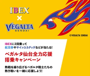 IBEXに2回乗って航空券やサイン入りグッズなどが当たる！「ベガルタ仙台全力応援 搭乗キャンペーン」実施について