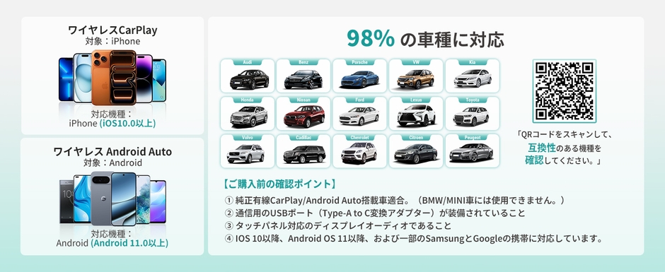 幅広い車種との互換性