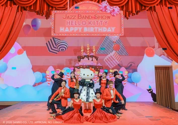 【三ノ宮から約40分】ハローキティのお誕生日を祝う特別ショー♪ シアターレストラン「HELLO KITTY SHOW BOX」新作ランチ公演
『Hello Kitty Swinging Party!! -Birthday Celebration-』11月1日より開催！