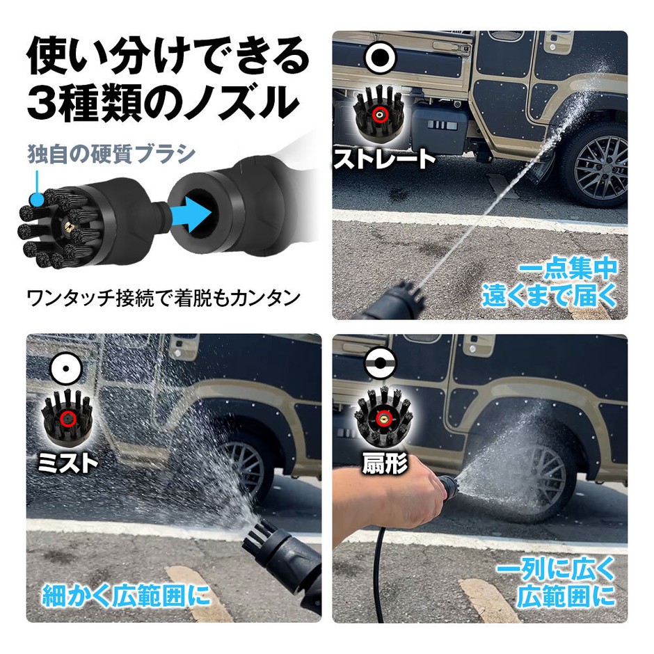 使い分けできる3種類のノズル