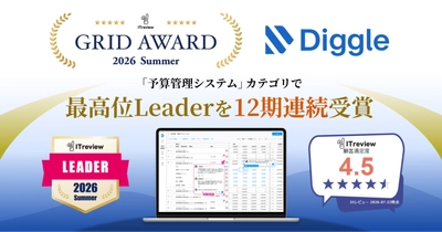 経営資源の戦略的な投資判断を支える経営管理プラットフォーム「Diggle」が、ITreview Grid Award  2026 Summerにて、「予算管理システム」カテゴリで最高位の「Leader」を12期連続受賞