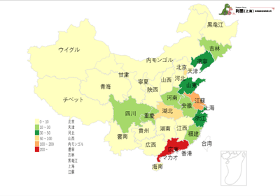 図2 中国日系自動車製造業の地域分布
