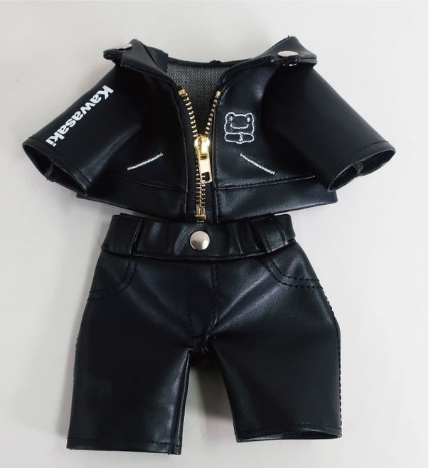 ●カワサキ×かえるのピクルス BD用限定コスチューム ライダースジャケット+パンツ 　￥2,420（税込）/上下全長約19㎝