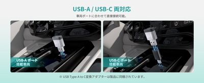 USB-A/USB-C両対応。幅広い車種に対応