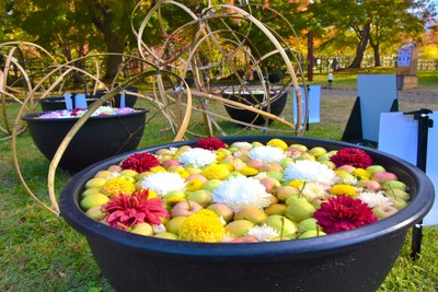 りんごの花手水