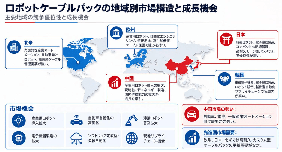 図：ロボットケーブルパックの地域構造と市場機会