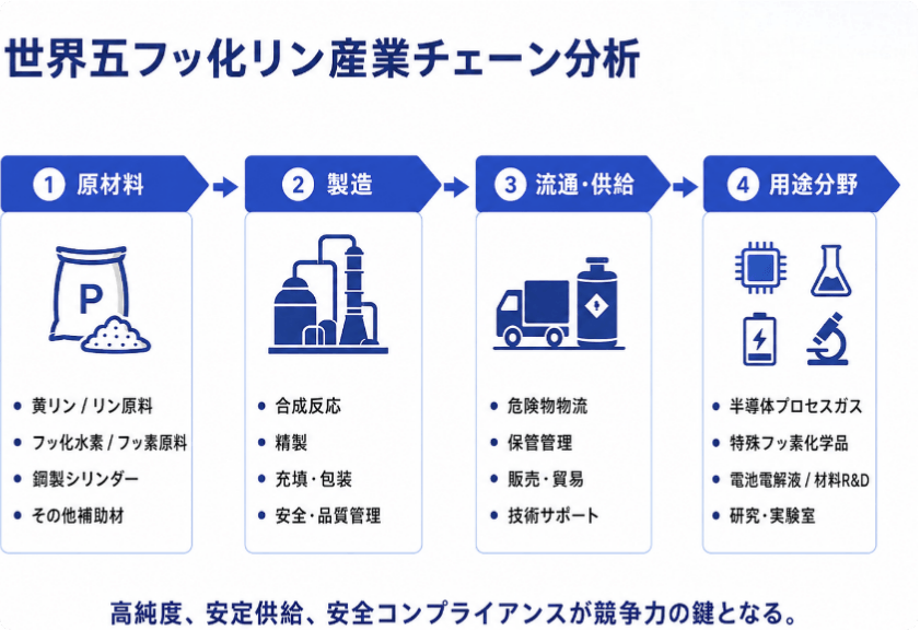 図.   五フッ化リン, 世界の産業チェーン分析
