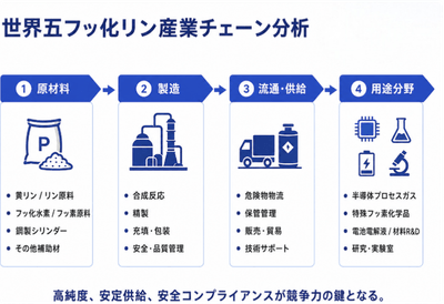 図.   五フッ化リン, 世界の産業チェーン分析