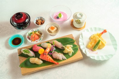 ▲淡路島の旬の食材を使用した「鮨・天麩羅御膳」