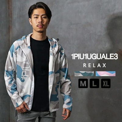 1piu1uguale3 relax カモ柄ジップパーカー