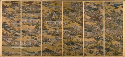 国宝「洛中洛外図屏風(舟木本)」左隻　岩佐又兵衛筆　江戸時代・17世紀　東京国立博物館蔵　