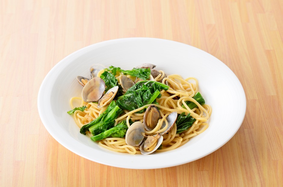 アサリと菜の花の和風パスタ
