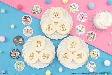「おぱんちゅうさぎ＆んぽちゃむ」の まんまる焼きが登場！ 全12種のオリジナルシールには、 まんまる焼きをもったデザインも！