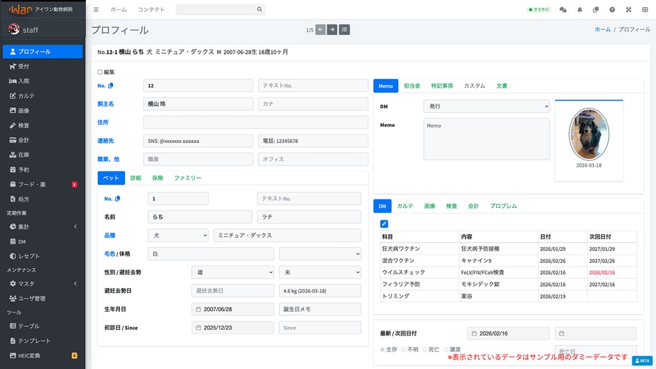 プロフィール画面