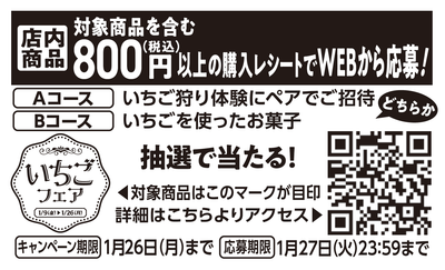 いちごフェアキャンペーン告知レシートイメージ