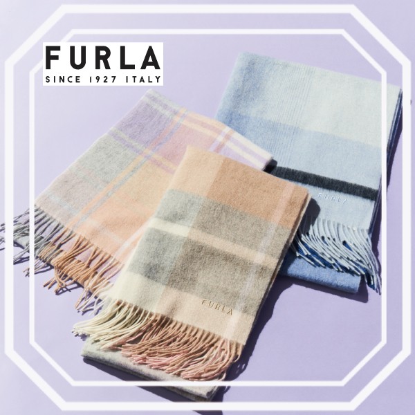 フルラ (FURLA) チェック マフラー・ストール 洗える ウール