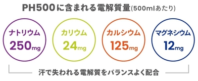 低糖で吸収力抜群　すぐ効く電解質補給ドリンクPH500