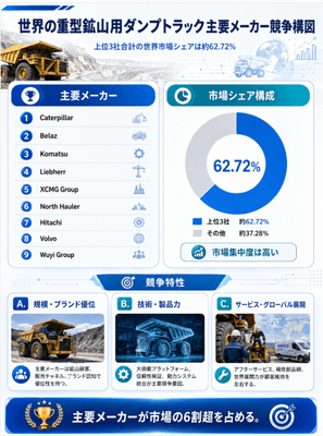 图.   世界の大型鉱山用ダンプトラック市場トップ9メーカーランキングおよび市場シェア