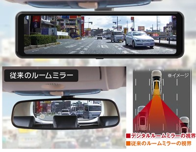 従来のルームミラーより広角な視界