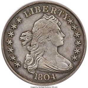 1804 Class III Draped Bust Dollar The Fabled Adams-Carter Specimen PR58 PCGS The Greatest Trophy in U.S. Numismatics
