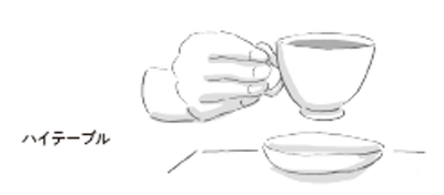 ハイテーブルでの持ち方