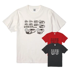 Amazon.co.jp に三菱ランサーエボリューションの進化を描いたTシャツが新ラインナップで登場！