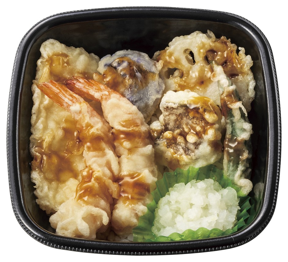 エビ2尾/イカ/カレイ/野菜3種おろし海鮮天丼 686円(税込740円)