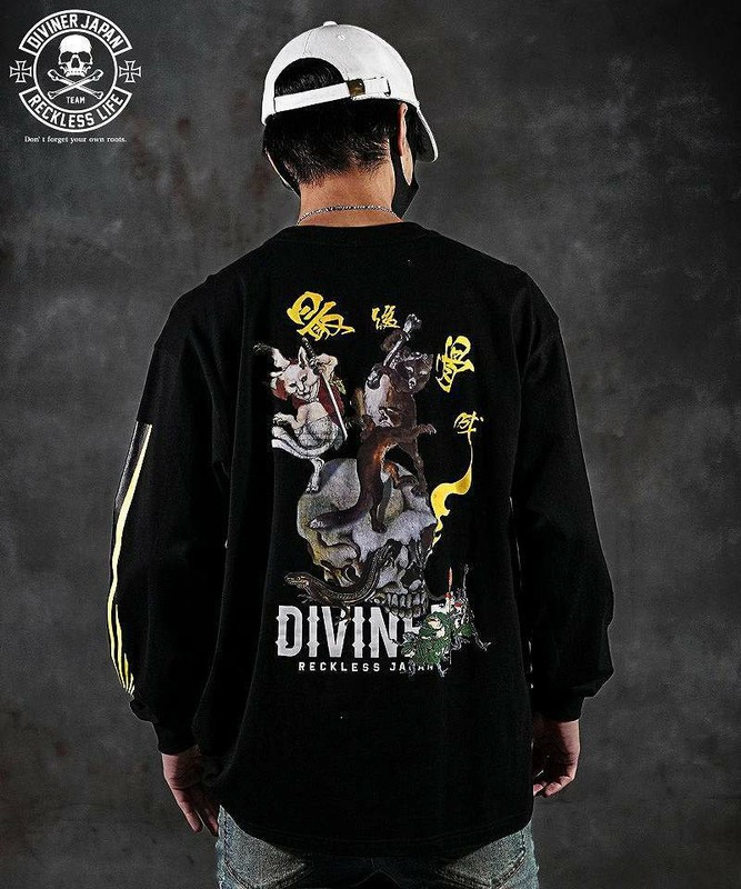 【DIVINER JAPAN】鳥獣戯画TEE(ブラック)
