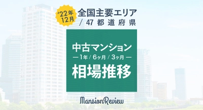 「マンションレビュー」2022年12月 全国主要エリア／47都道府県 中古マンション相場推移を発表