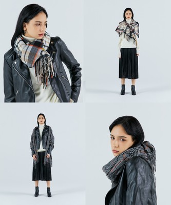 【ネックアイテム】ミエル（miel）カシミヤ100％チェック ストール【公式ムーンバット】 レディース メンズ ウォッシャブル 洗える カシミヤ