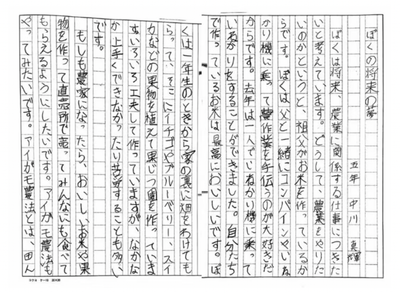 中川 真輝さん将来の夢作文