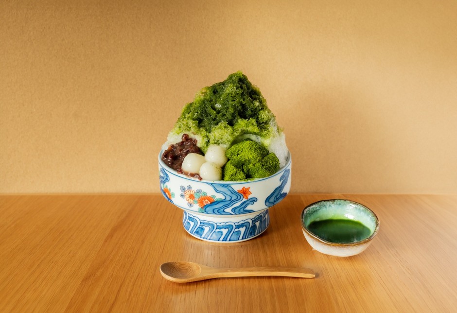 抹茶がたっぷり 当店オリジナルのかき氷