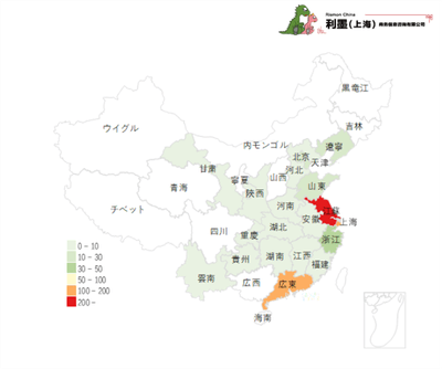図2　中国日系電子工業の地域分布