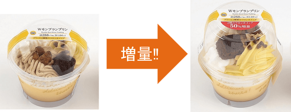 Wモンブランプリン　増量イメージ画像