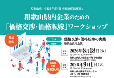 【8月18日(火)・9月1日(火)開催】 和歌山県内事業者向け　 「価格交渉・価格転嫁」ワークショップを実施 ～令和8年度価格転嫁促進事業イベント～