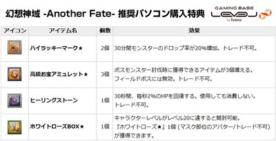幻想神域 -Another Fate- 推奨パソコンオリジナル特典